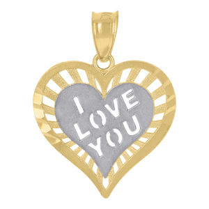 10kt 10k Yellow Gold Womens Textured I Love You Heart Charm Pendant